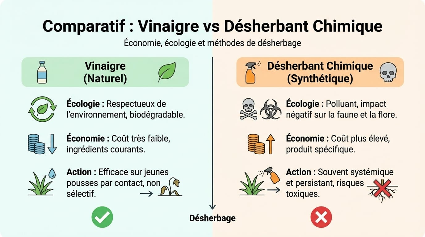Comparatif : Vinaigre vs Désherbant Chimique