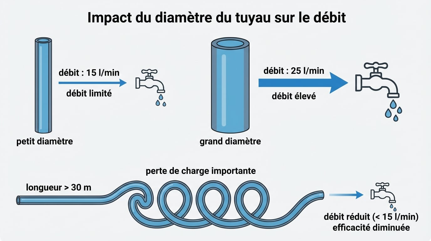 Impact du diamètre du tuyau sur le débit
