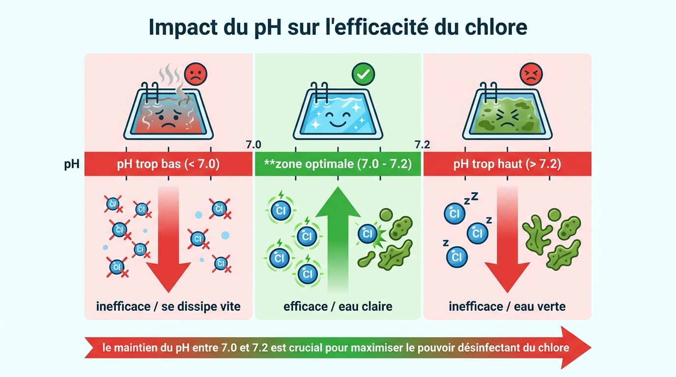 Impact du pH sur l'efficacité du chlore
