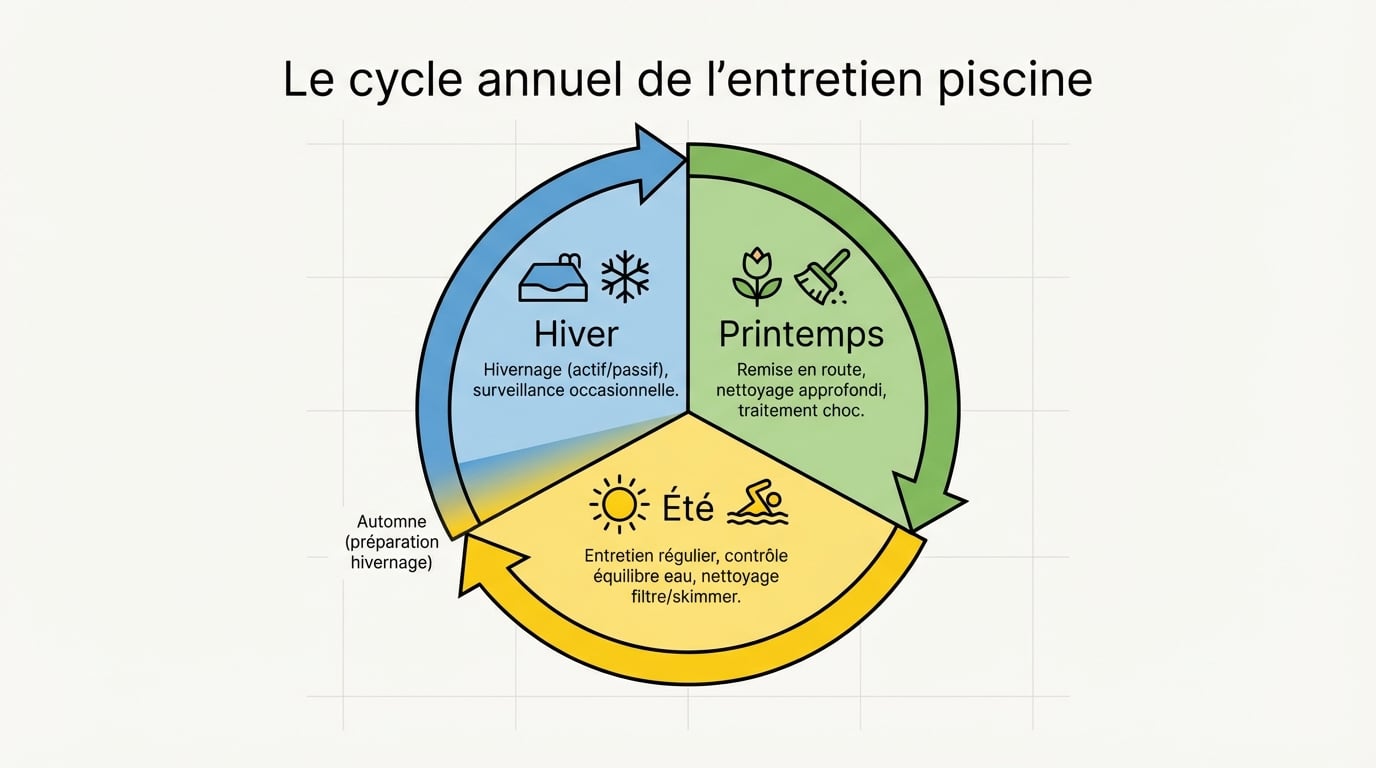 Le cycle annuel de l'entretien piscine