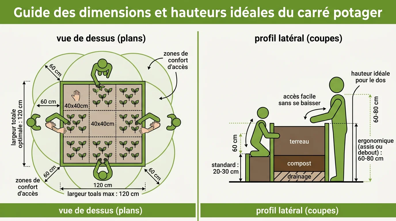 Guide des dimensions et hauteurs idéales du carré potager