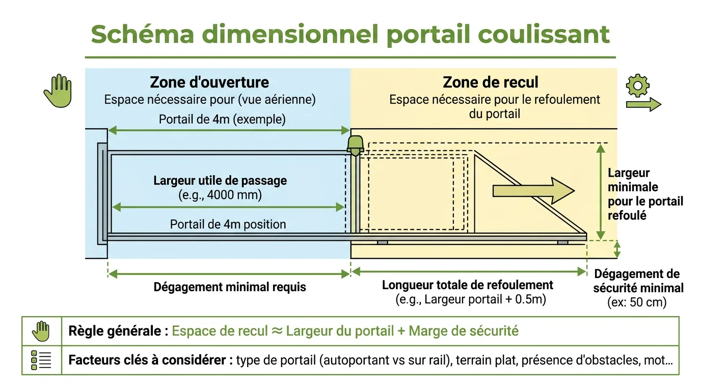 Schéma dimensionnel portail coulissant