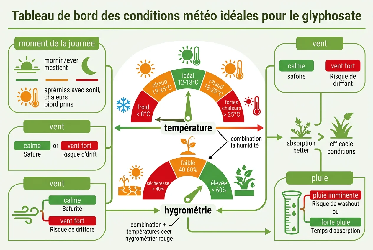 Tableau de bord des conditions météo idéales pour le glyphosate