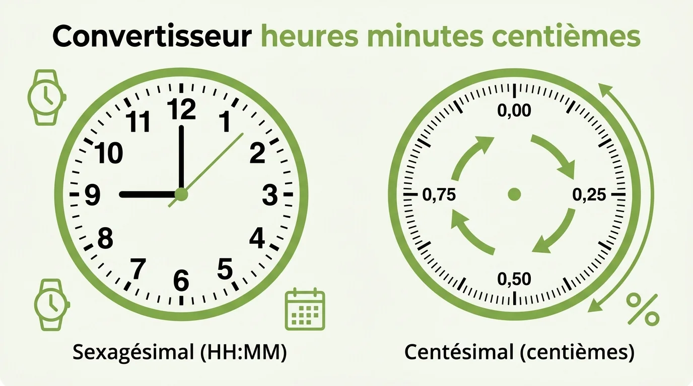 Cadran horloge avec graduations en centièmes