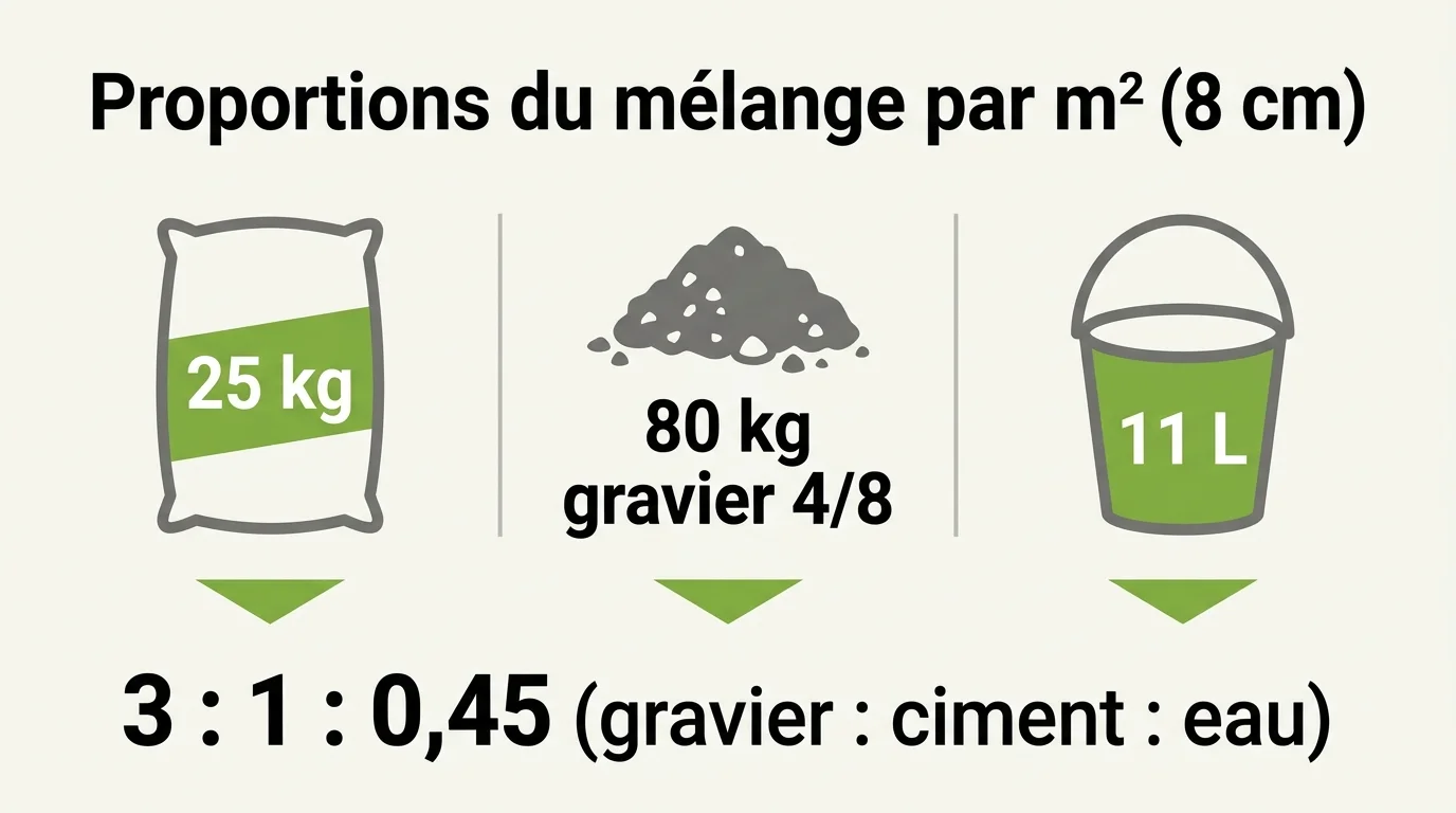 Proportions du mélange par m² (8 cm)