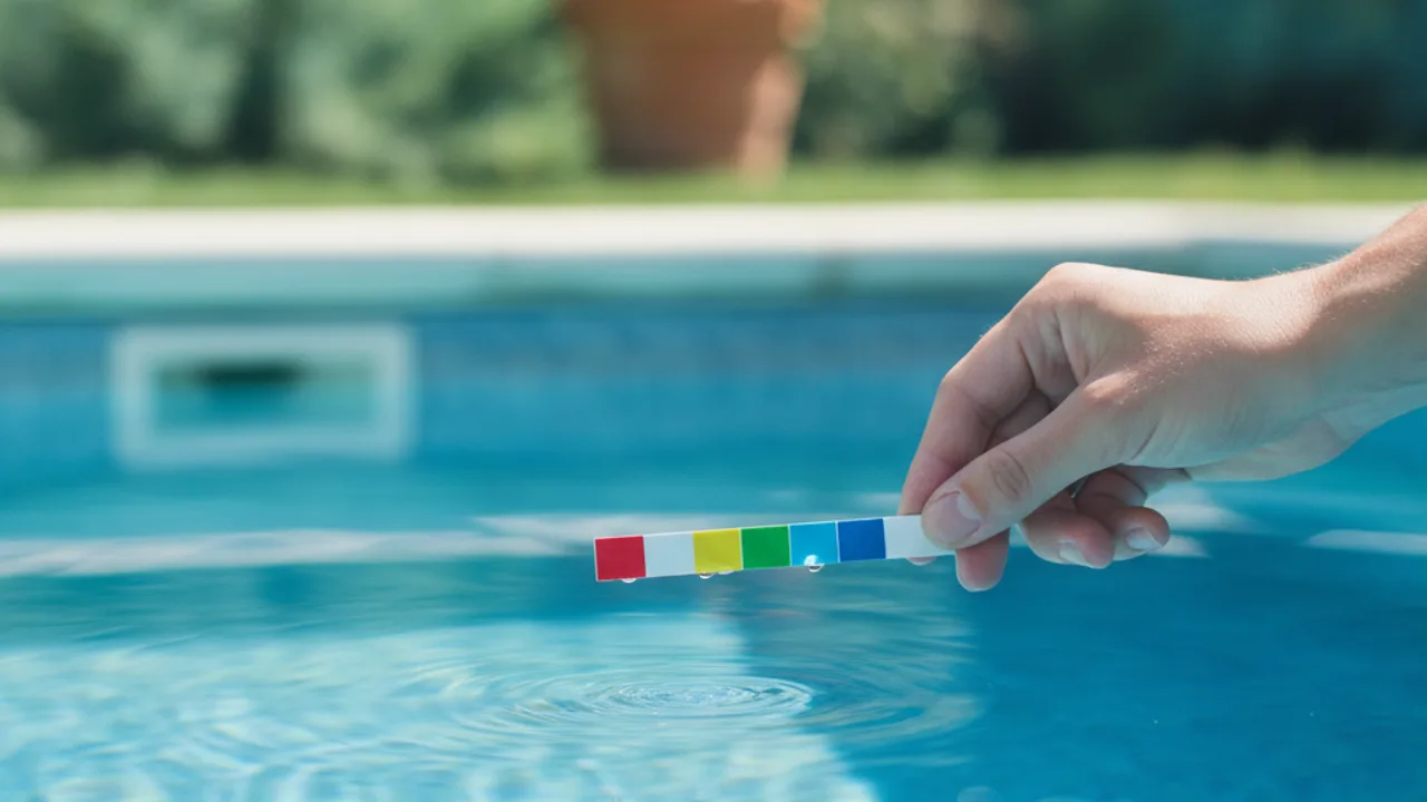 Controle du pH d'une eau de piscine a la bandelette