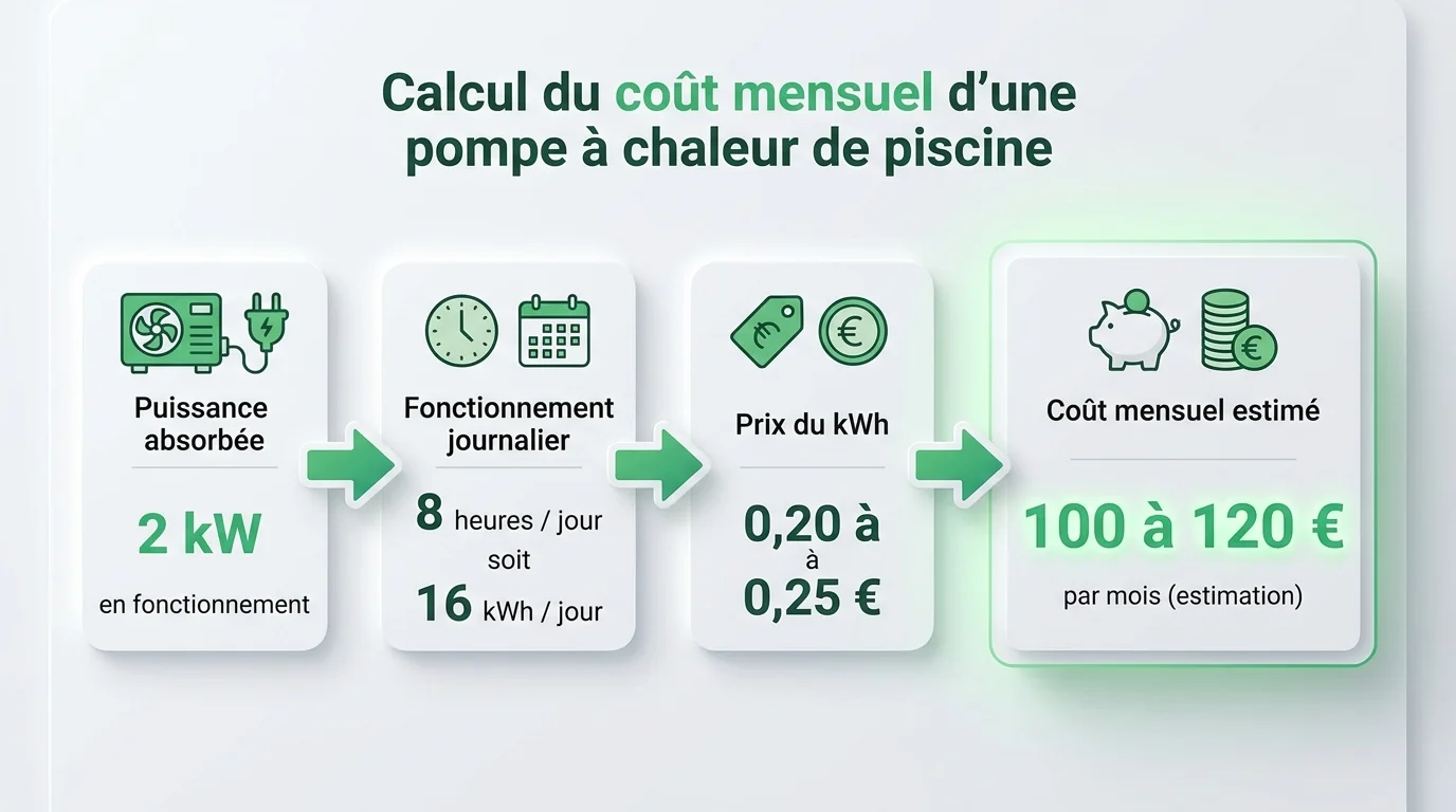 Calcul du coût mensuel d'une pompe à chaleur de piscine