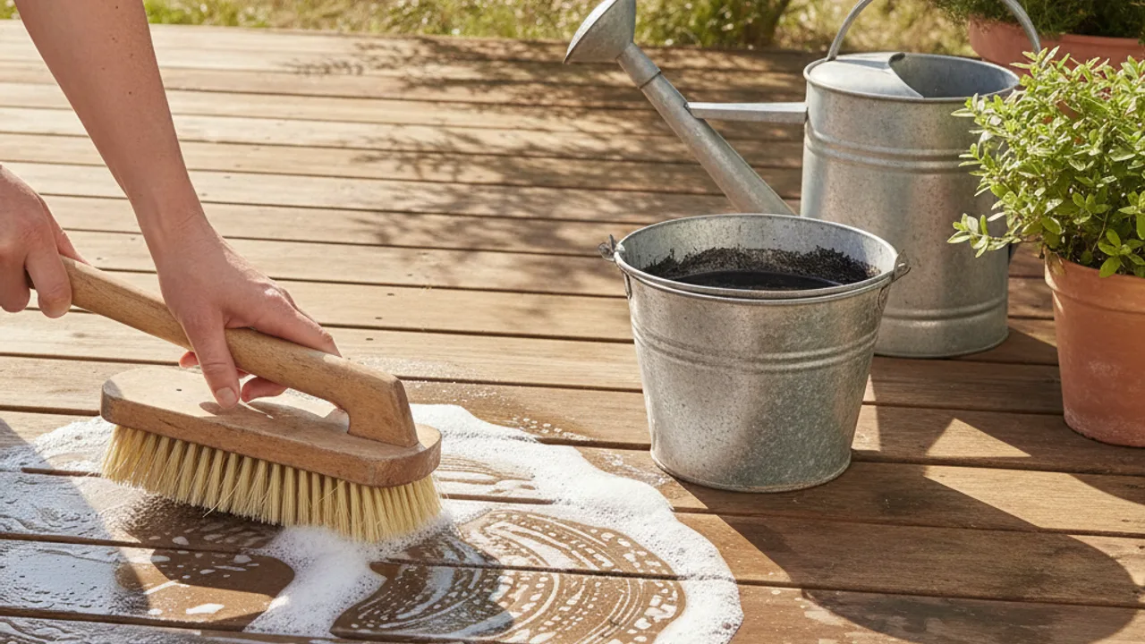 Nettoyage manuel au balai-brosse et savon noir