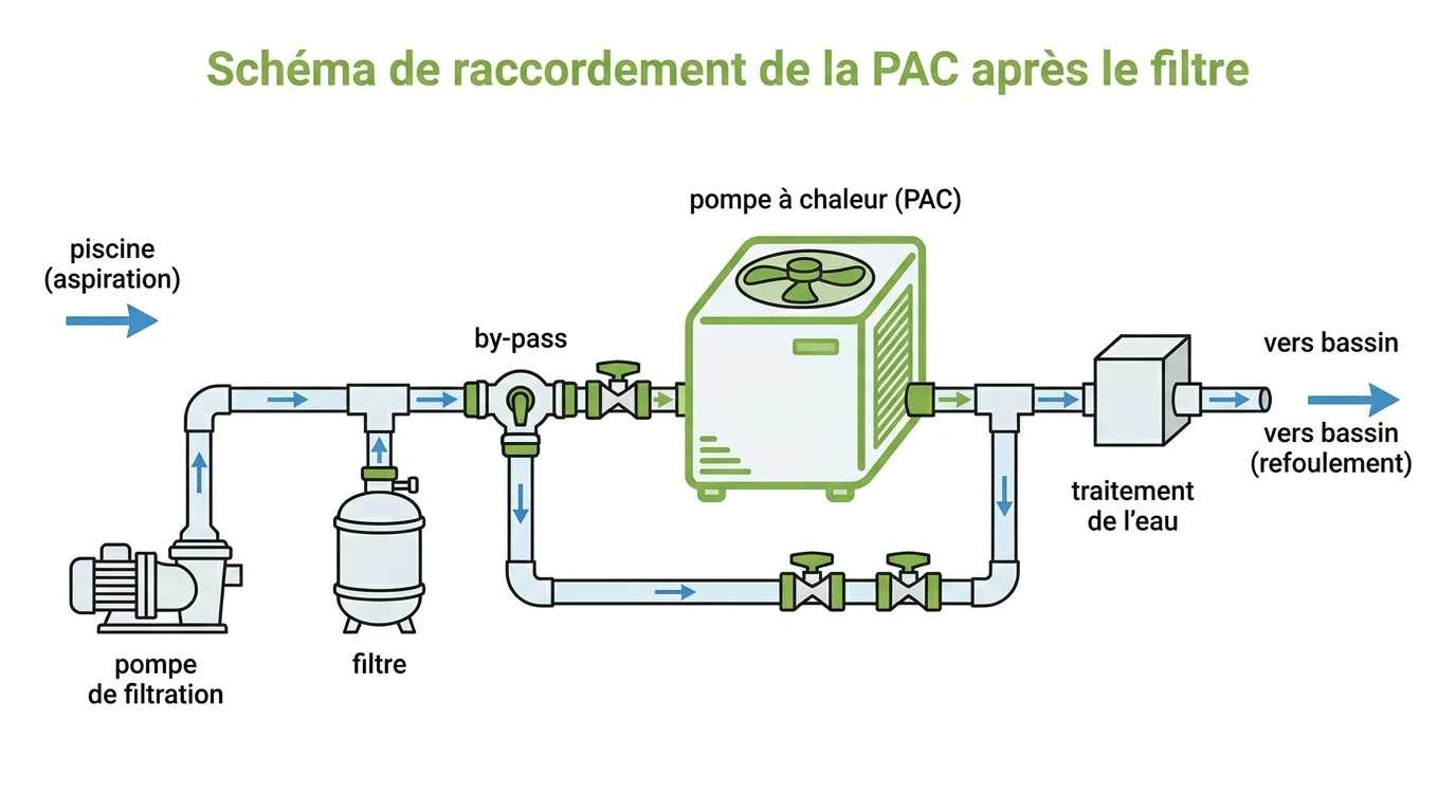 Schema de raccordement de la PAC apres le filtre